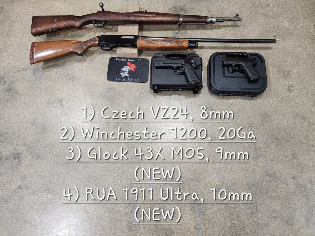 Czech VZ24, Winchester 1200, Glock 43X MOS, RIA 1911 Ultra - Premier Arms
