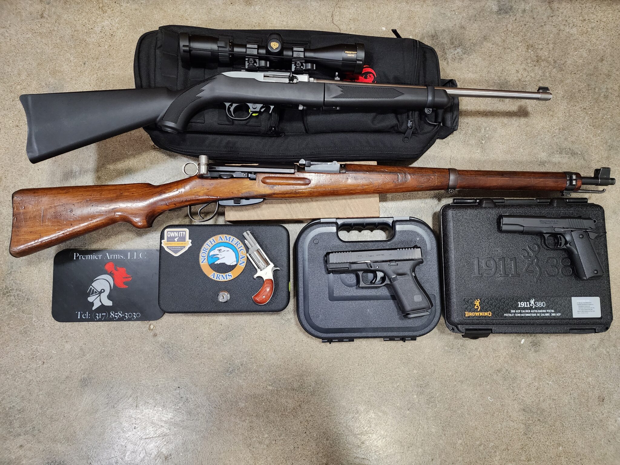 Ruger 10/22TD, SchmidtRubin K31, Browning 1911380 Black Label, Glock